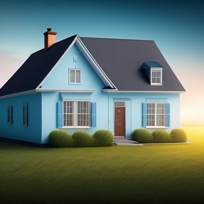 blue-house-with-blue-roof-sky-background blue-house-with-blue-roof-sky-background